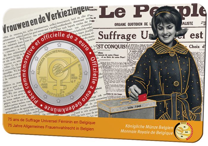 Belgium – 2 Euro, Women’s Suffrage, 2023 (coin card FR)